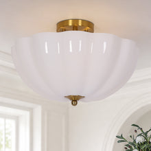 Pumpkin milk glass Semi-Flush Ceiling Lights