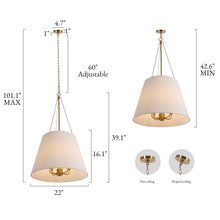 6-lights Gold Drum Shade Chandelier