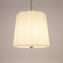 beige flower-patterned fabric chandelier