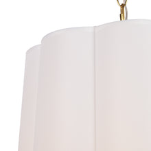 beige flower-patterned fabric chandelier