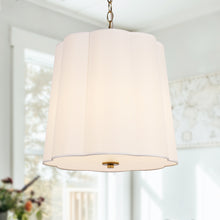 beige flower-patterned fabric chandelier