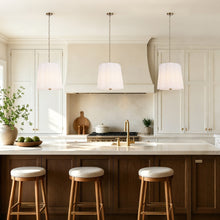 beige flower-patterned fabric chandelier