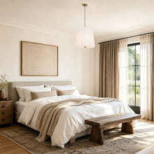 beige flower-patterned fabric chandelier