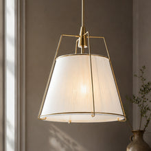 Wire-mesh beige cotton thread chandelier
