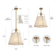 Wire-mesh beige cotton thread chandelier