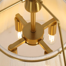 Wire-mesh beige cotton thread chandelier