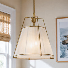 Wire-mesh beige cotton thread chandelier