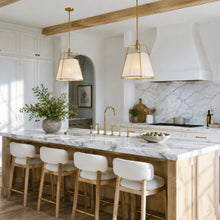 Wire-mesh beige cotton thread chandelier