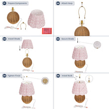light red floral table lamp