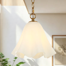 Bright white six-petal glass pendant