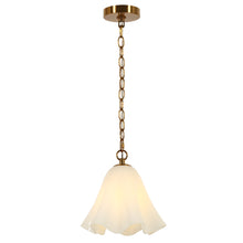 Bright white six-petal glass pendant