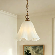 Bright white six-petal glass pendant