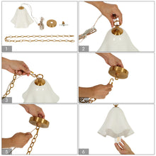 Bright white six-petal glass pendant